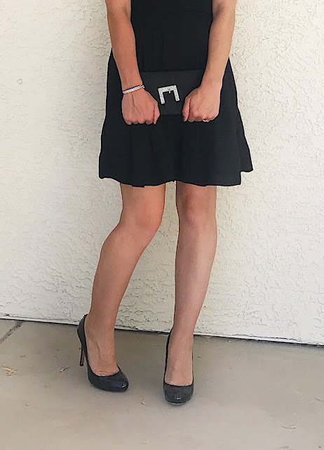 Thrifty Wife, Happy Life | Simple black dress accessorized with rhinstones