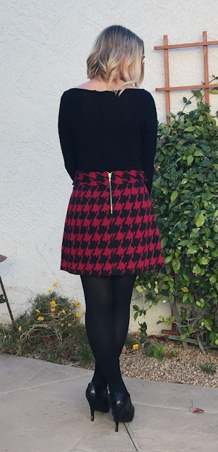 Red houndstooth skirt