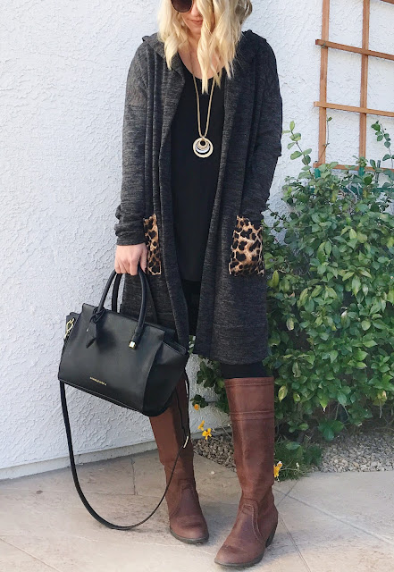 PinkBlush leopard pocket cardigan
