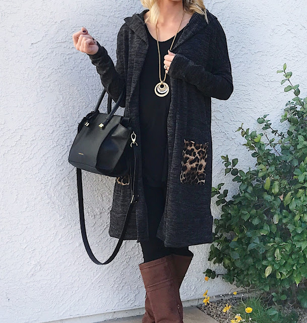 PinkBlush leopard pocket cardigan