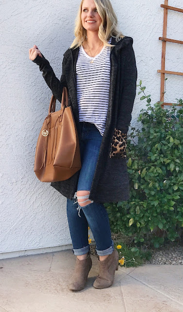 PinkBlush leopard pocket cardigan