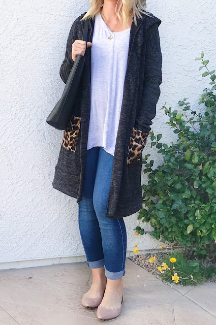 PinkBlush leopard pocket cardigan