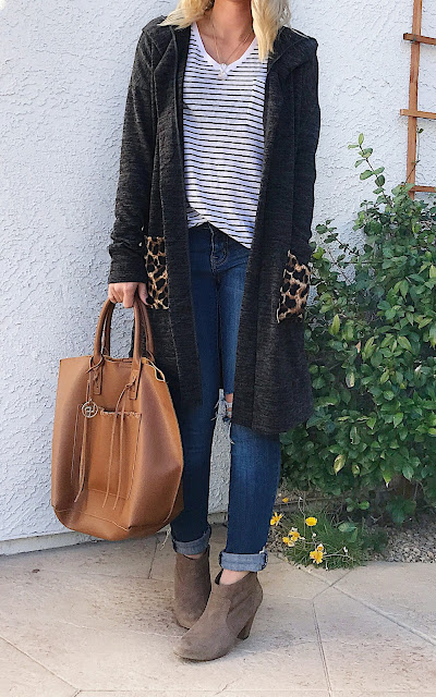 PinkBlush leopard pocket cardigan