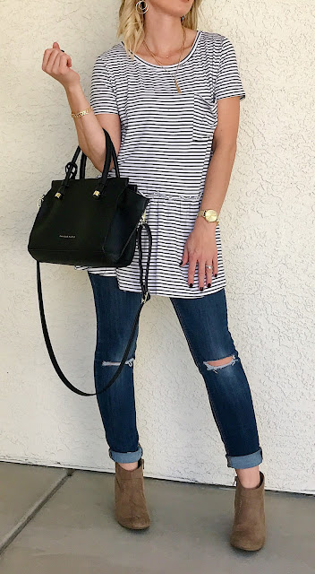 Thrifty Wife, Happy Life- Shein Reveiw- Stripe peplum top