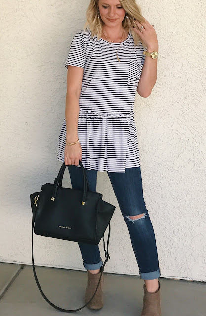 Thrifty Wife, Happy Life- Shein Reveiw- Stripe peplum top