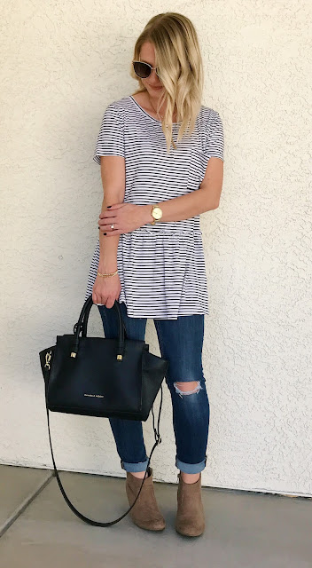 Thrifty Wife, Happy Life- Shein Reveiw- Stripe peplum top