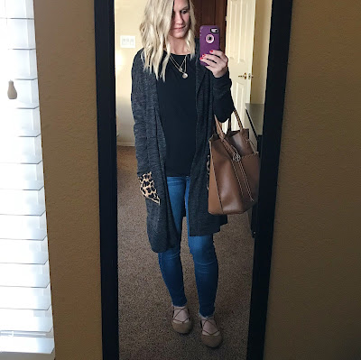 Thrifty Wife, Happy Life- Pinkblush cardigan with leopard print pockets