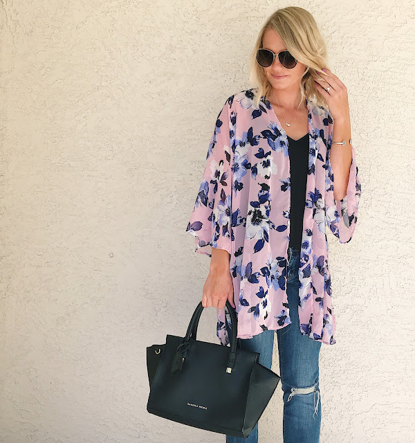 PinkBlush floral kimono for spring