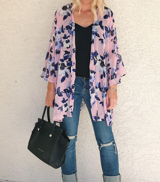 PinkBlush floral kimono for spring