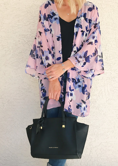 PinkBlush floral kimono for spring