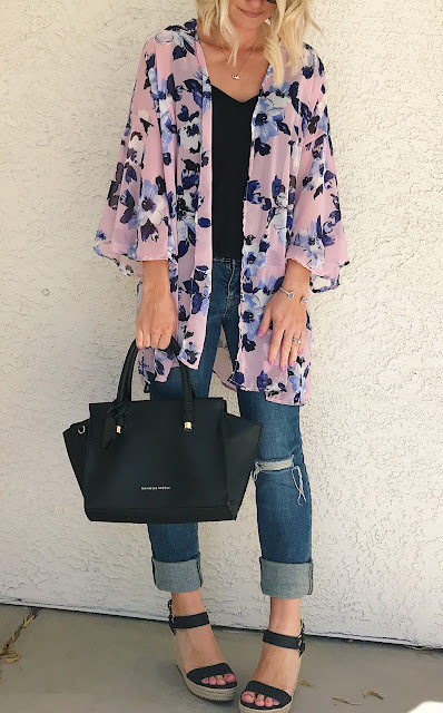 PinkBlush floral kimono for spring