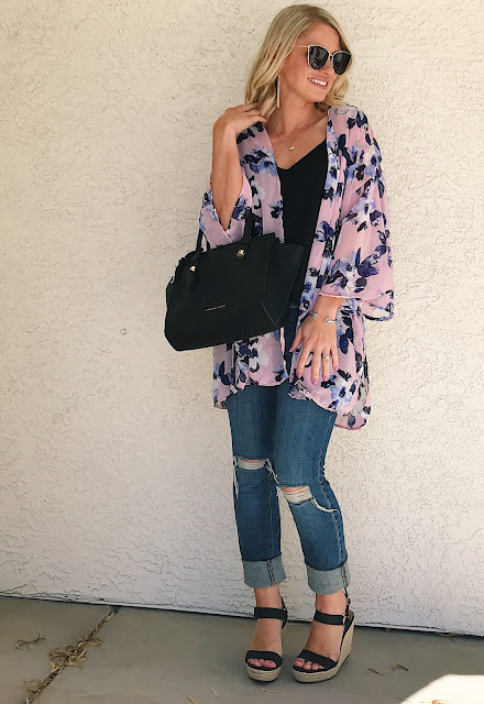 PinkBlush floral kimono for spring