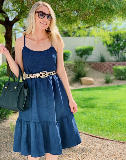 Restyling your wardrobe- ruffled dress with leopard belt