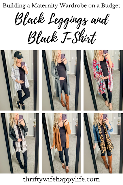 Building a Maternity Wardrobe on a Budget- How to Wear Black Leggings and a Black T-Shirt