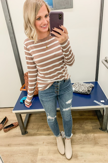Old Navy fall striped shirt #stripedshirt