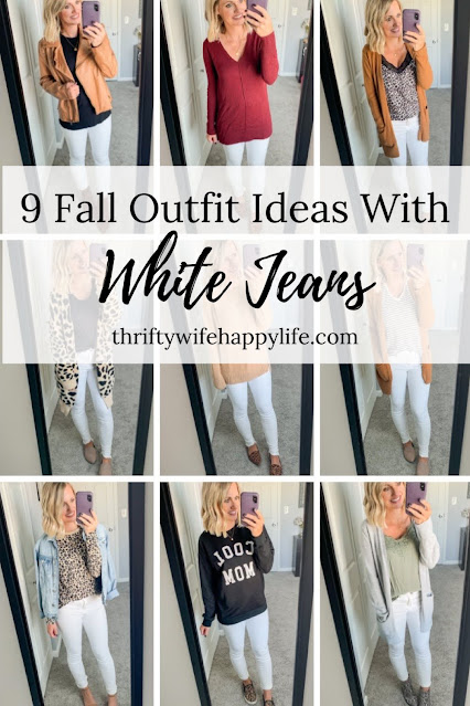 9 Fall outfit ideas with white jeans #falloutfits #whitejeans