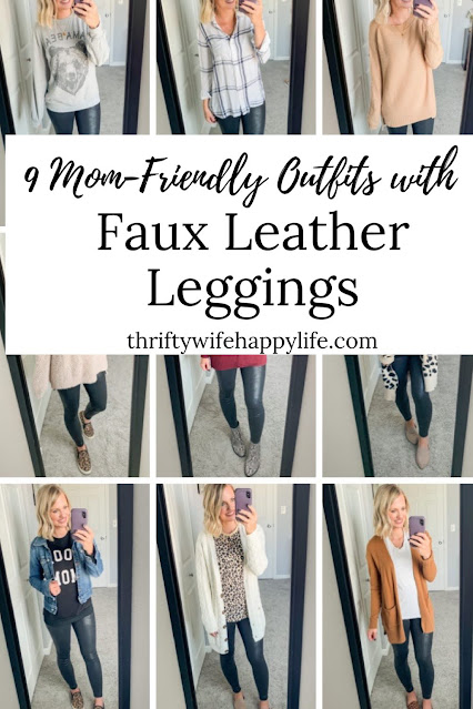9 Mom-friendly outfits with faux leather leggings #fauxleatherleggings #leggings