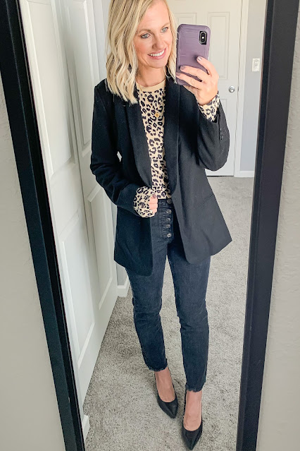 blazer with black button fly jeans #buttonflyjeans