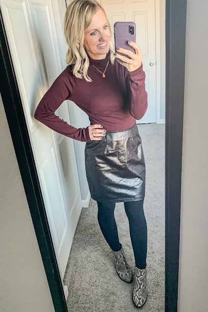 Faux leather skirt