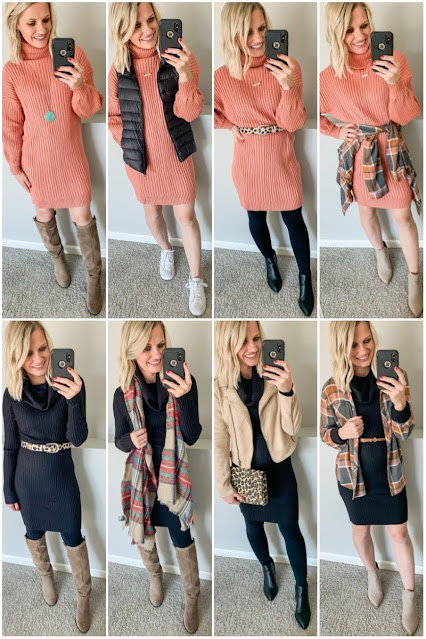 Styling 2 affordable sweater dresses from Amazon