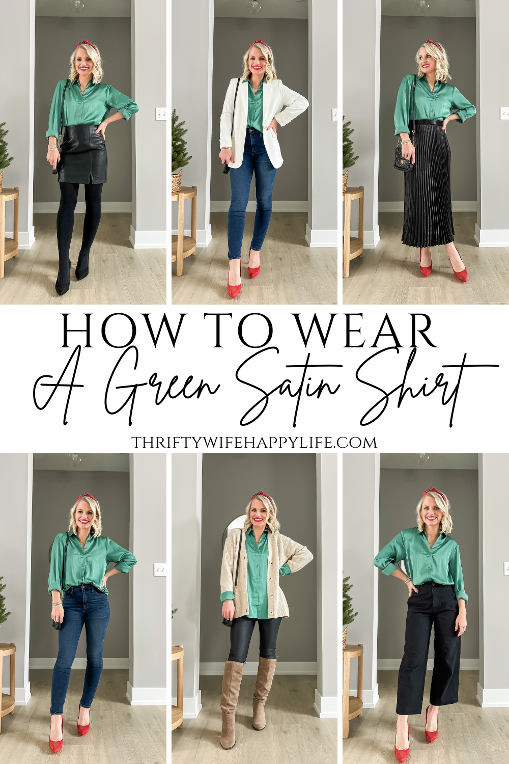 How to Wear a Green Satin Shirt For The Holidays
