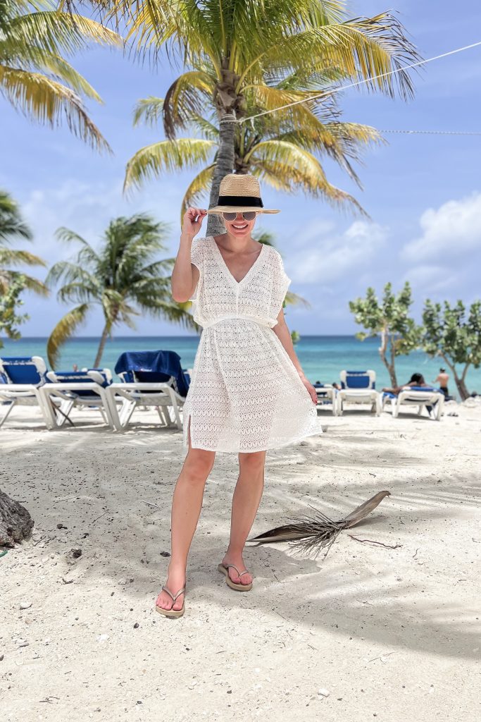 White lace bathing suit coverup.