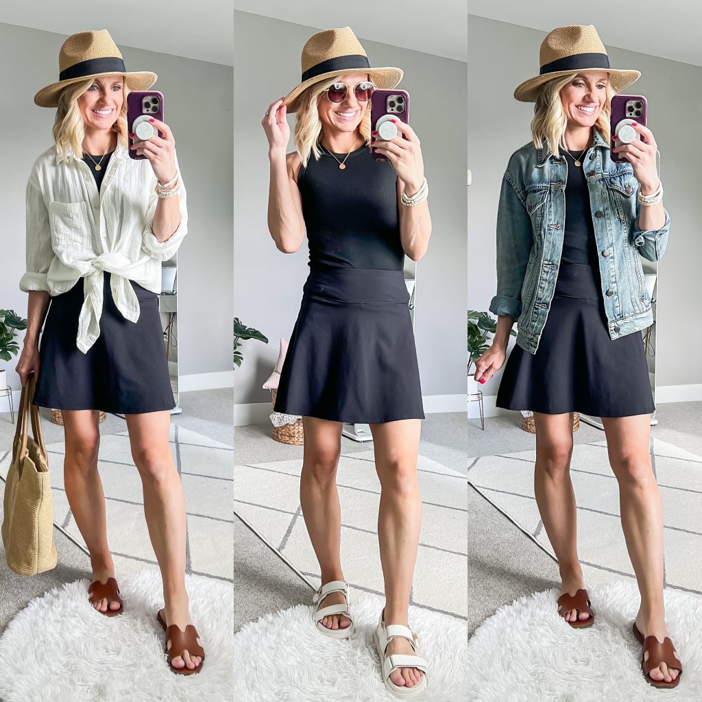 Summer Mom Capsule Wardrobe with black athletic dress