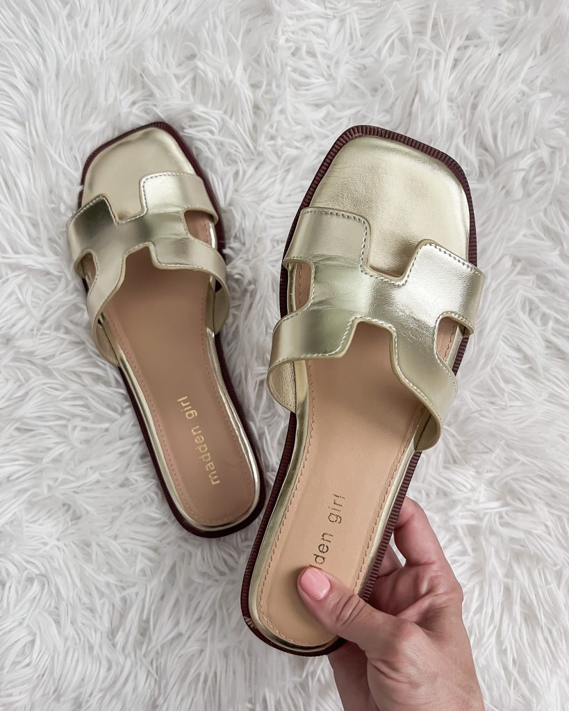 Madden Girl gold sandals.
