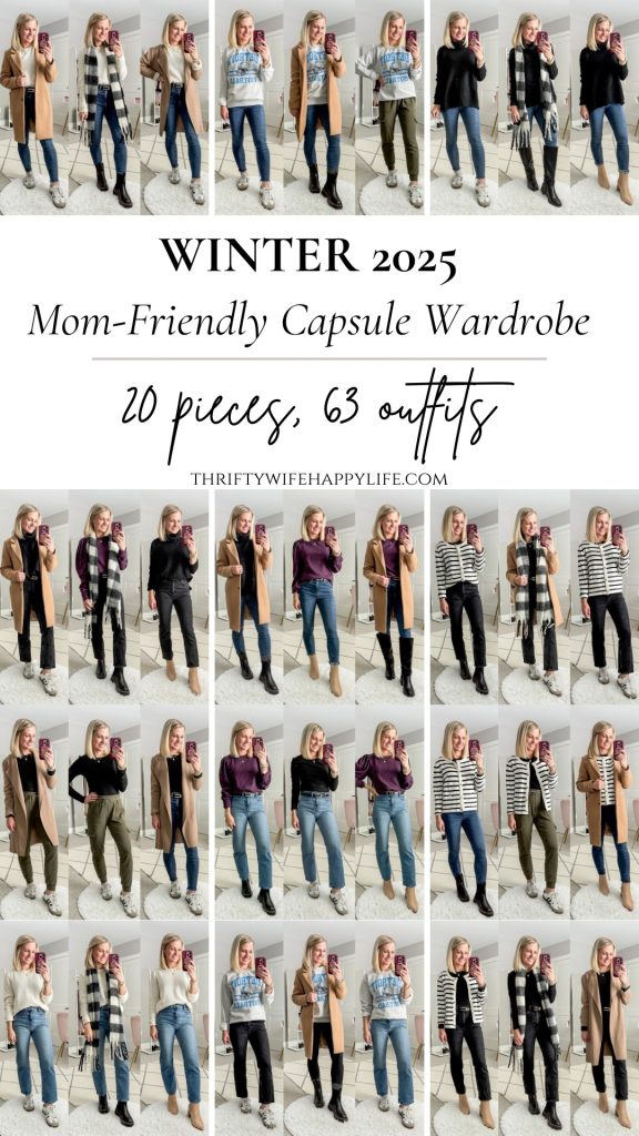 20 piece mom-friendly winter capsule wardrobe