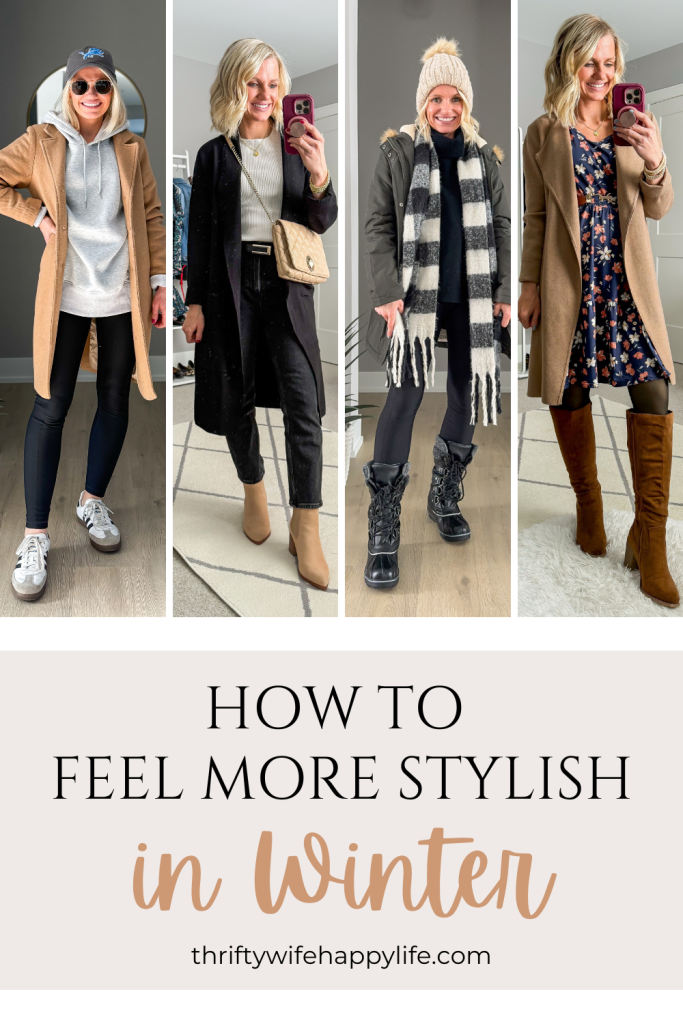4 winter outfits showing how to feel more stylish in winter.