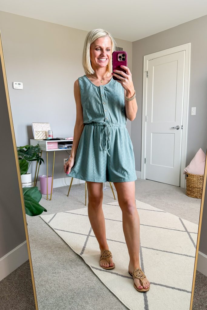 what to wear on a cruise travel outfit teal romper with drawstring waist