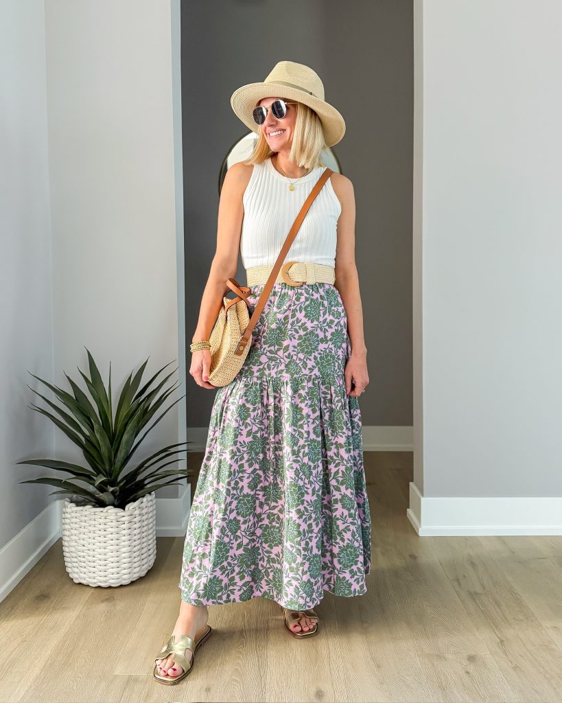 what to wear on a cruise maxi skit and white tank top