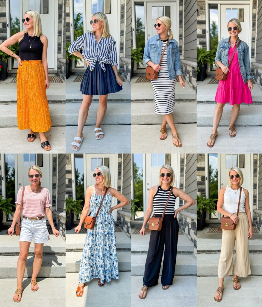 Easy Summer Mom Outfits collage of six outfits for moms