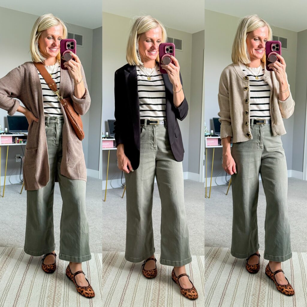fall capsule wardrobe green pants outfits