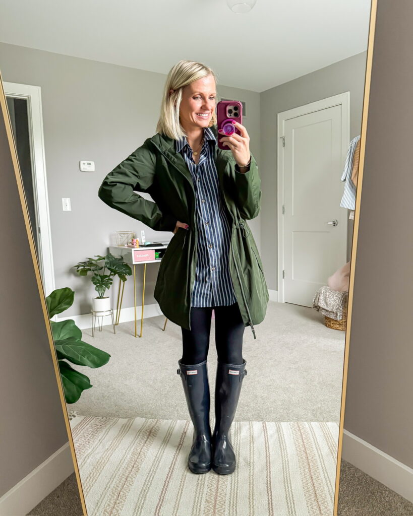 mom rainy day outfit for fall