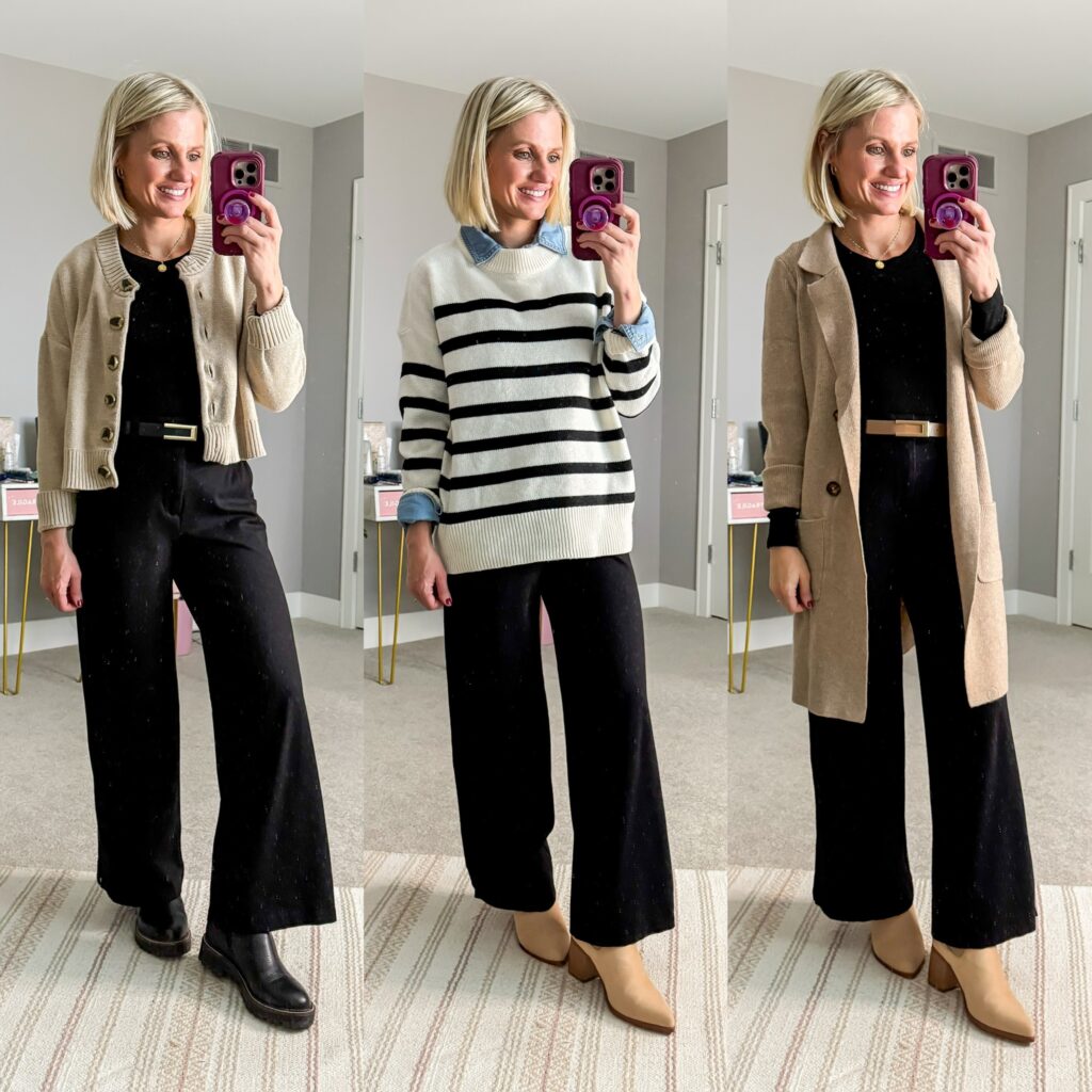 Mom Winter Capsule Wardrobe three outfit ideas